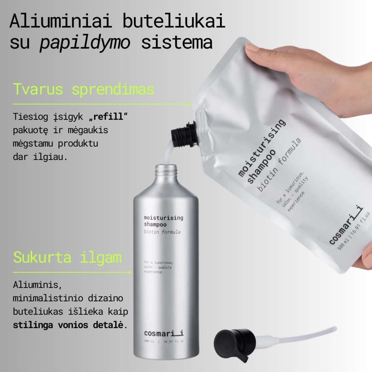 Cosmarii premium aliuminiai buteliai